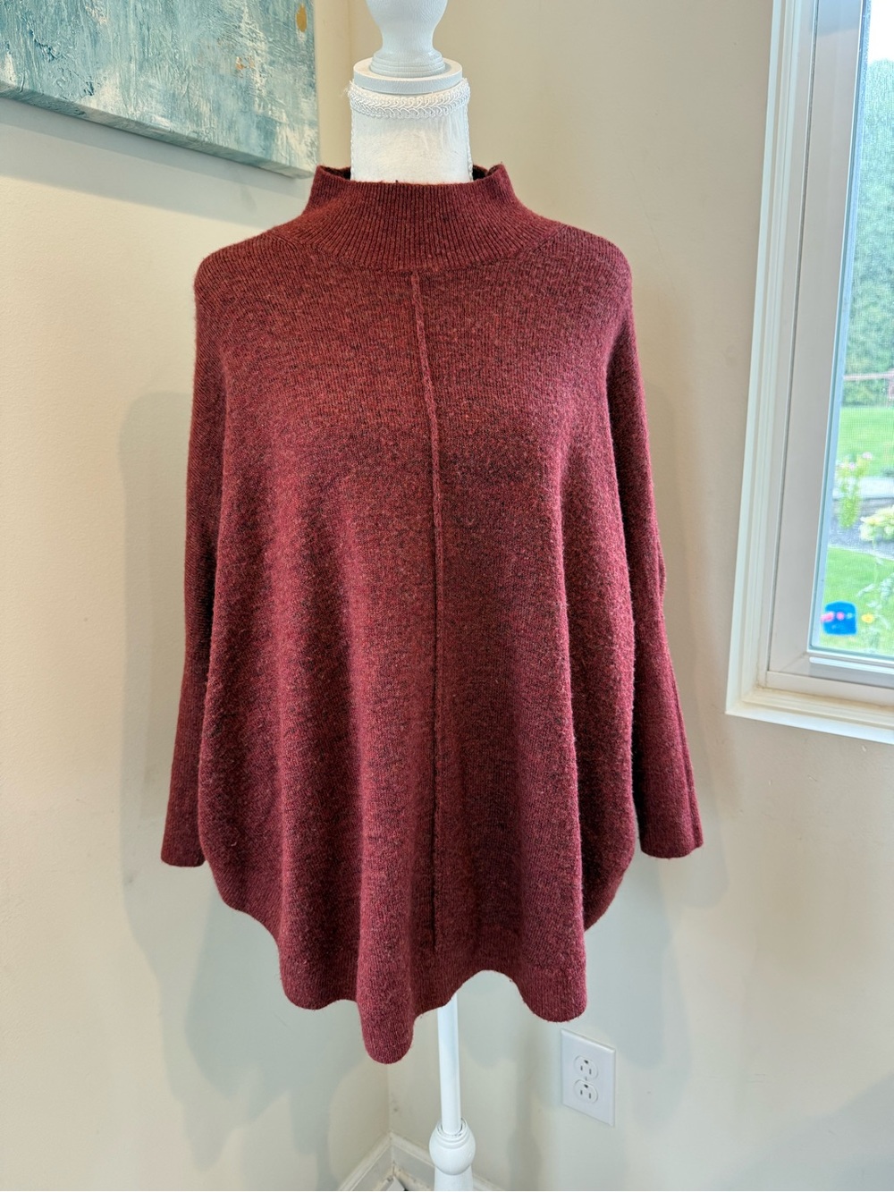 LOFT Burgundy Funnel Neck Poncho